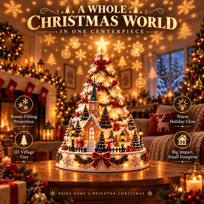 💯 Last day 49% OFF - 🎄Christmas Village Projection Centerpiece